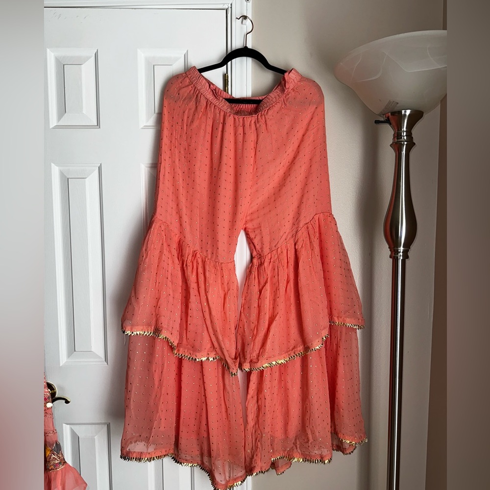Peach/pink Punjabi sharara sharara suit - Picture 5 of 6
